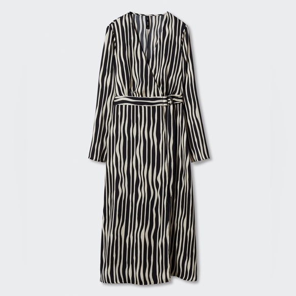Mango Striped Midi Wrap Dress - Picture 5 of 13